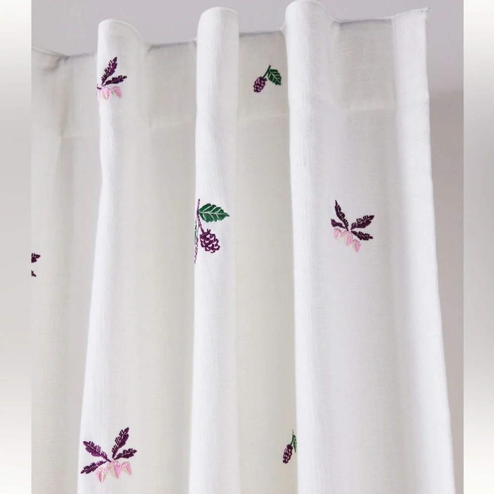 NIB | Fall Icons Embroidered Cotton 2/ Curtain Size: 96